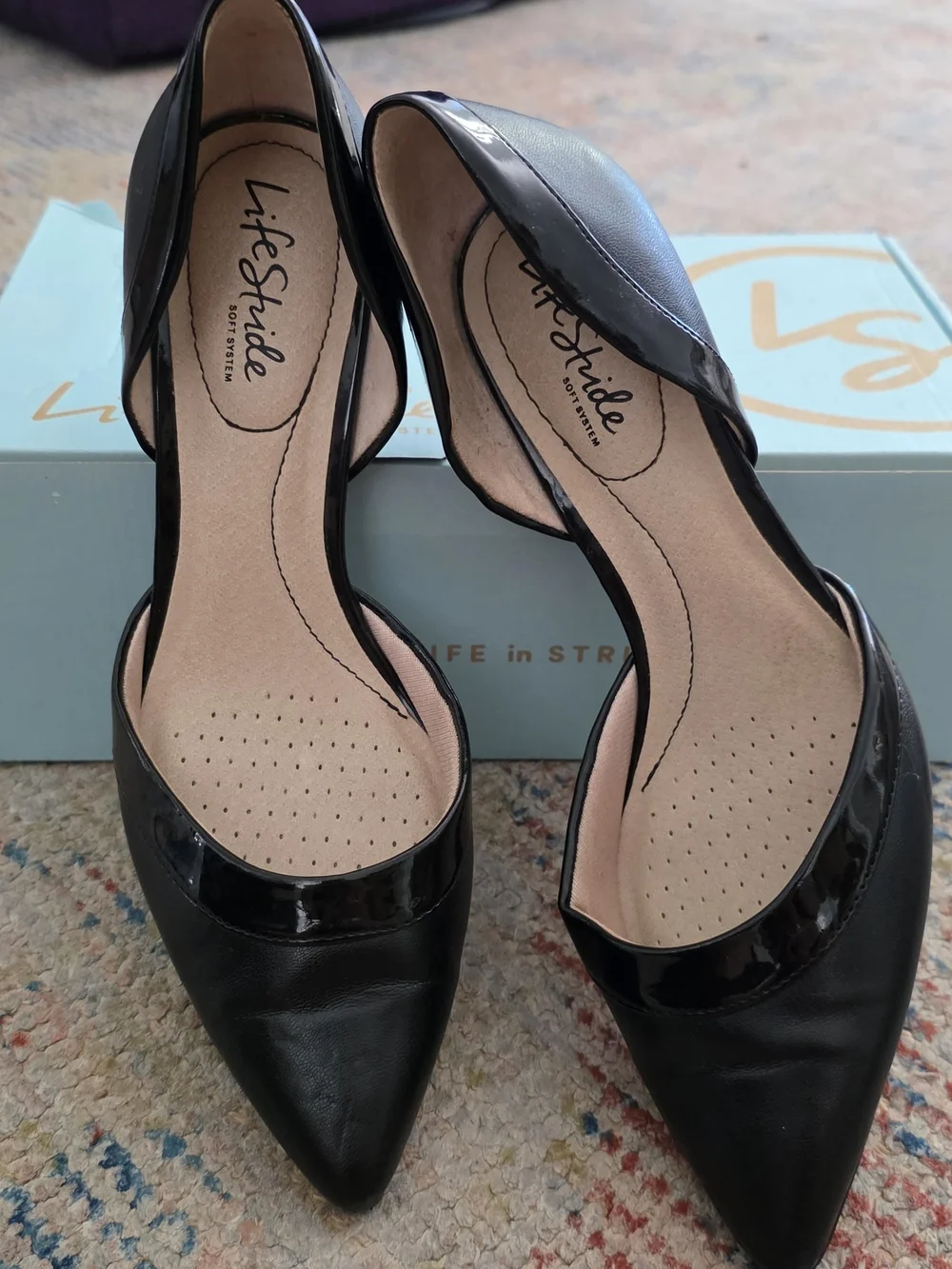 Life Stride Black Pointed D'Orsay Heels